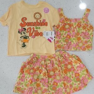 Disney Minnie Mouse Sunshine Is A Vibe 3pc Set Size 4T